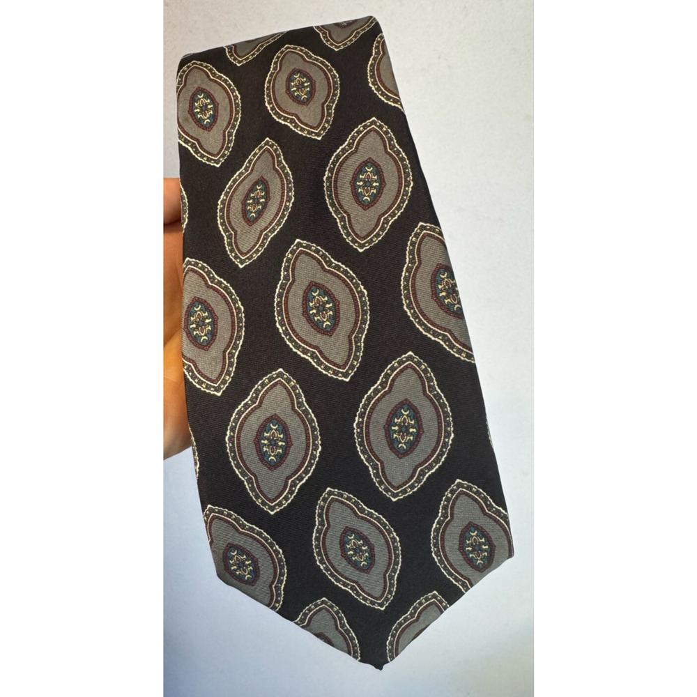 Vintage Christian Dior Monsieur Silk Tie Necktie Gray Black